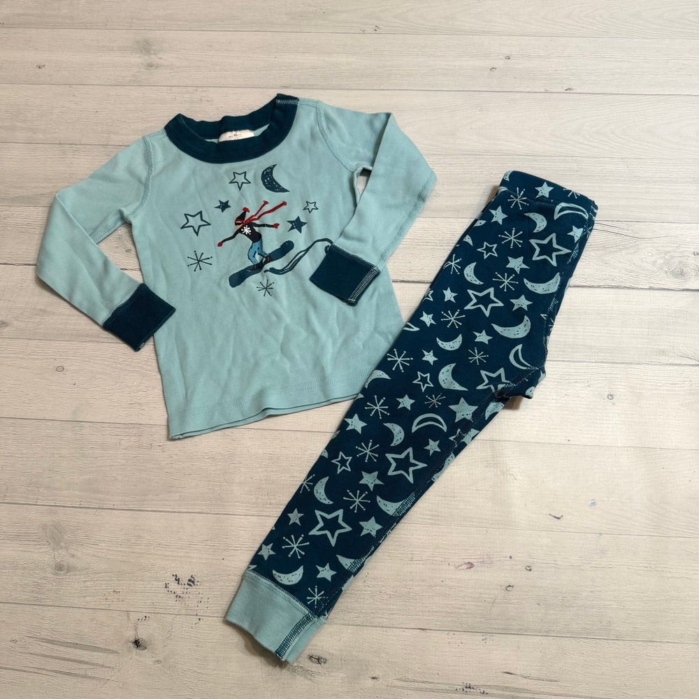 Hanna Andersson kids long John pajamas snowboard 90/3‎